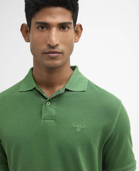 Poloshirt Washed Tartan Tailored Pique Washed Green