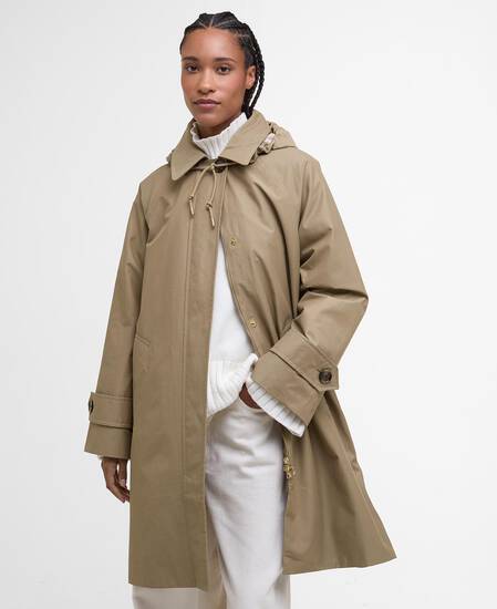 Sadie Waterproof Jackets Military Brown/Hessian Tartan