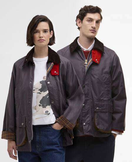 Paul Smith loves Barbour Oversized Bedale Waxed Jacket Grey Lilac