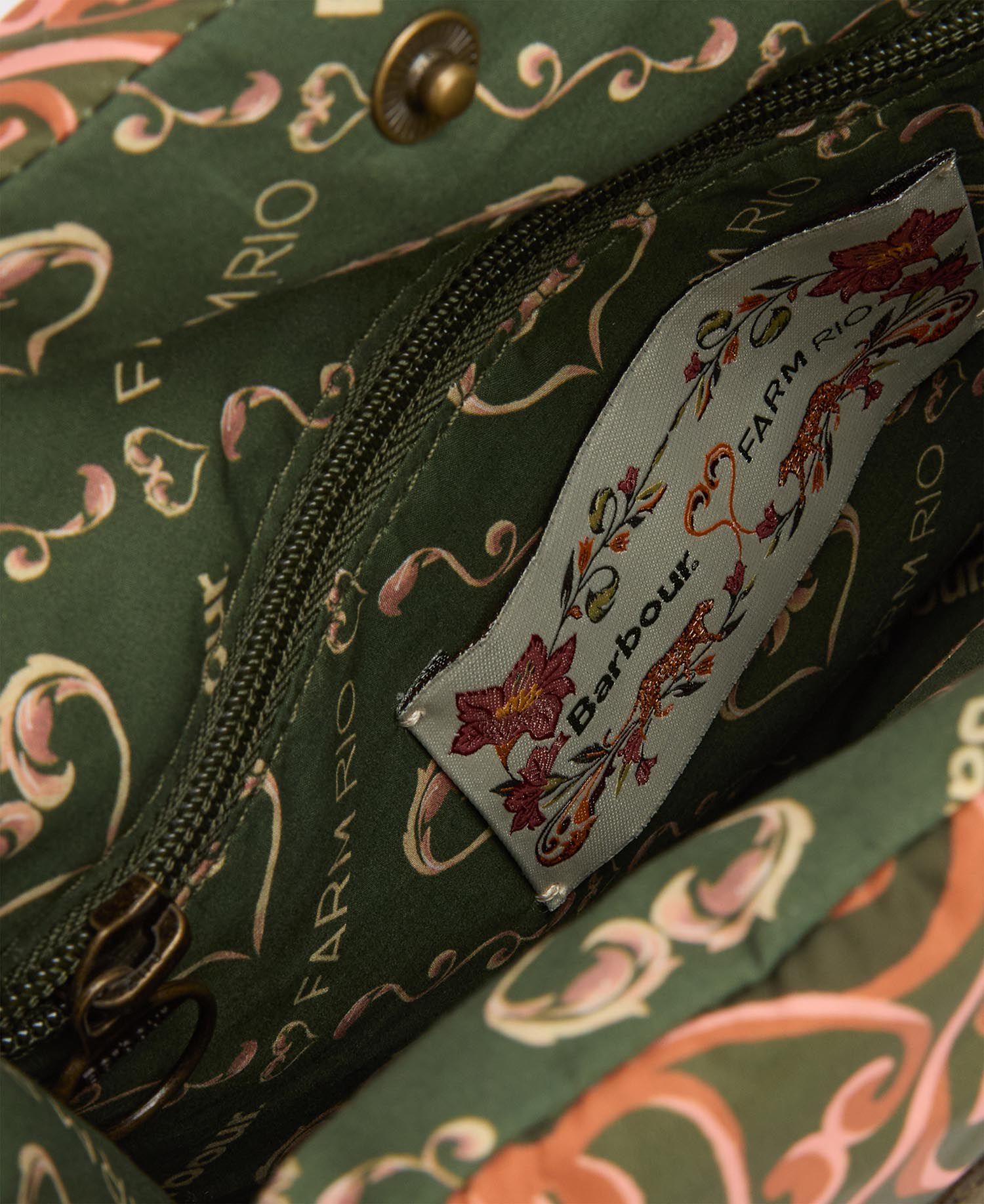 Barbour FARM Rio Ana Clara Bow Bag Royal Pineapple Print