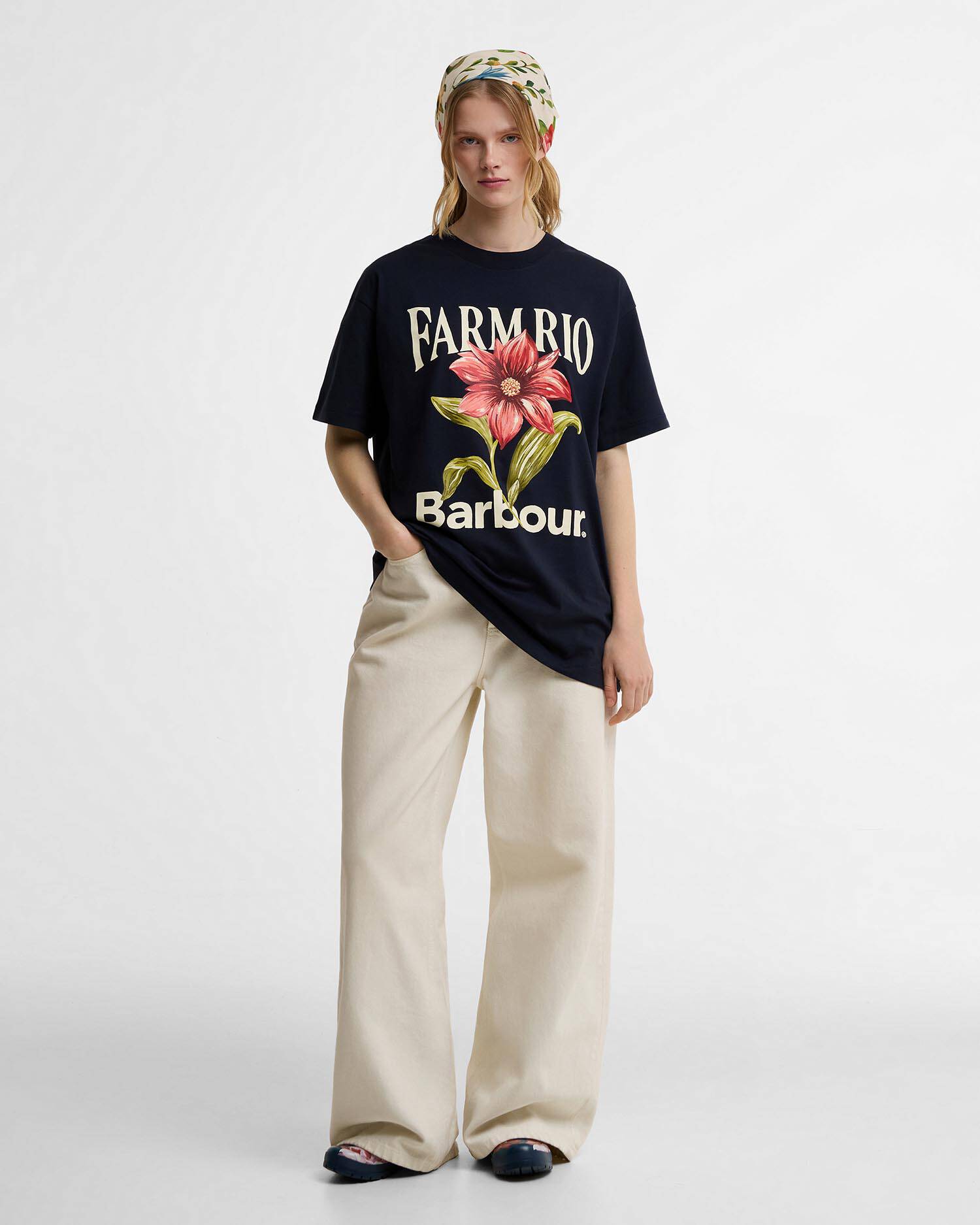 Barbour FARM Rio Wild Flower Oversized Graphic T-Shirt Navy image number 1