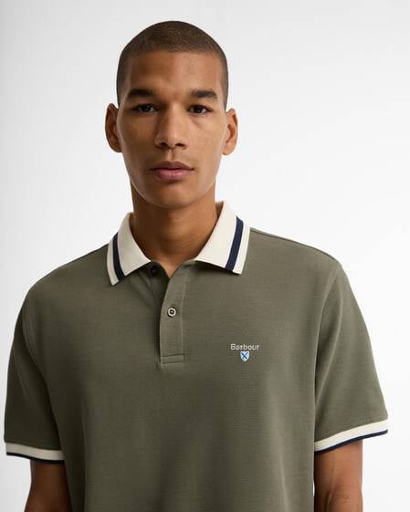 Polo testurizzata Anthorn leggermente aderente Dusty Olive