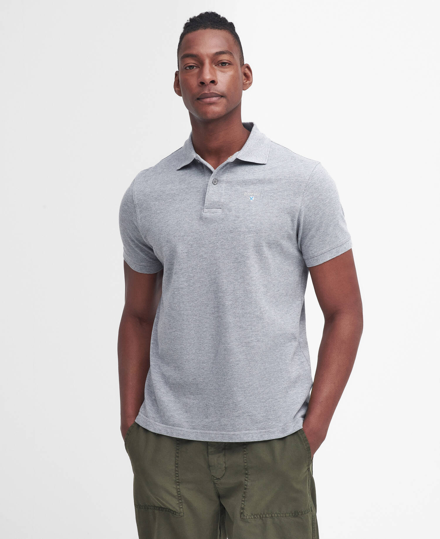 Sports Short-Sleeved Polo Shirt Grey Marl image number 0