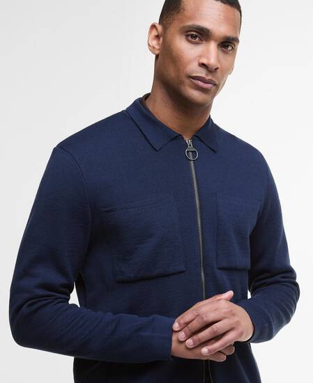 Croscombe Zip-Up Cardigan Navy Marl