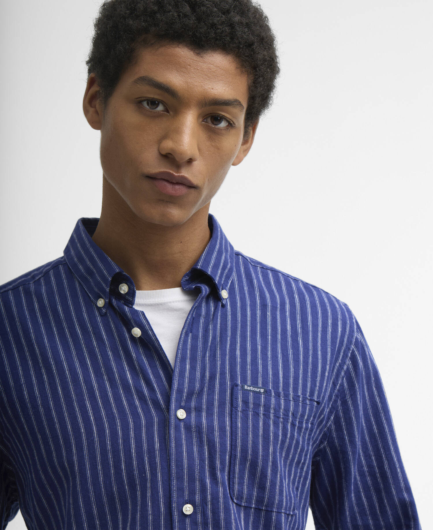 Nelson Striped Long-Sleeved Tailored Shirt Indigo image number 3