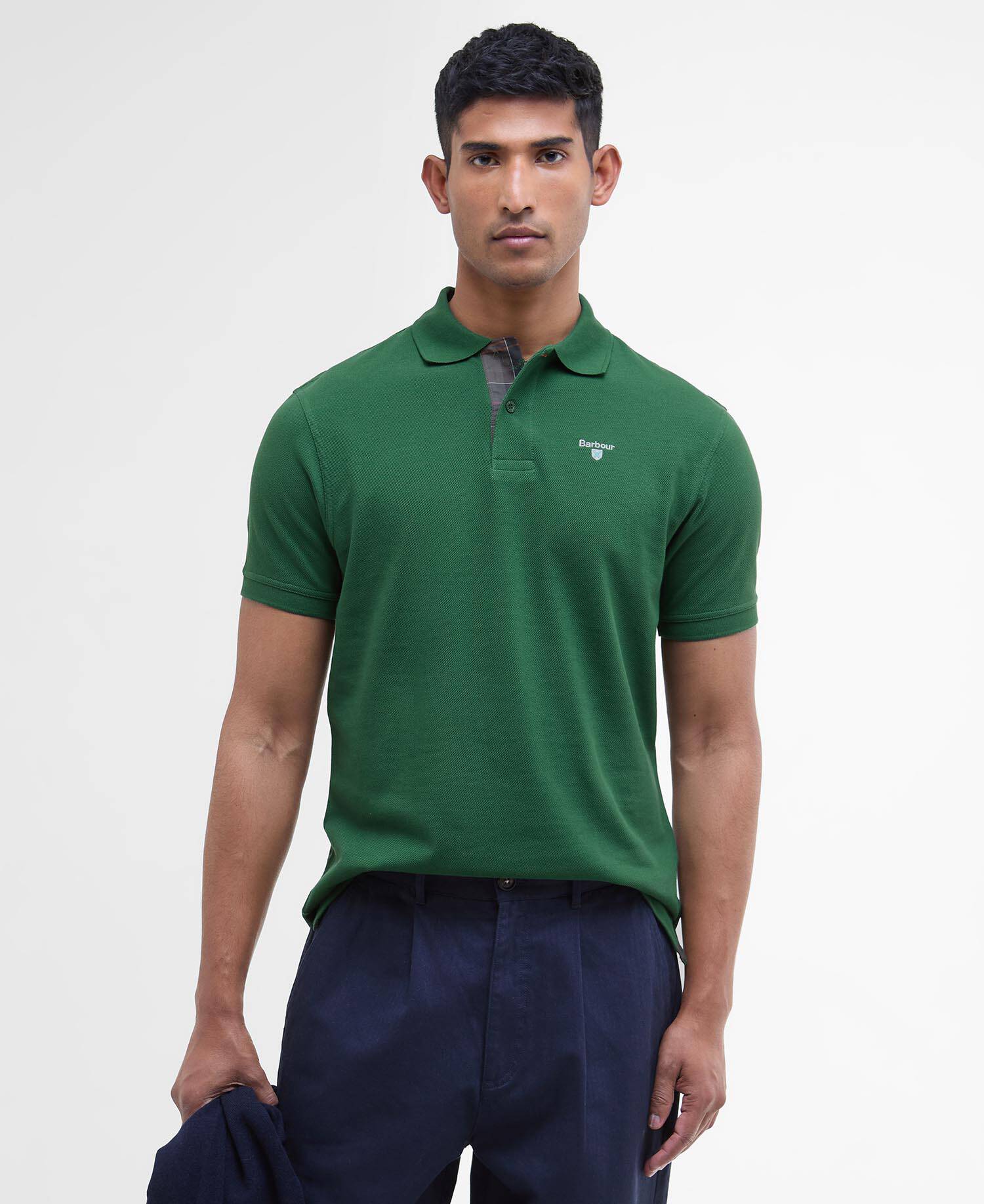 Tartan Pique Polo Shirt Racing Green image number 0