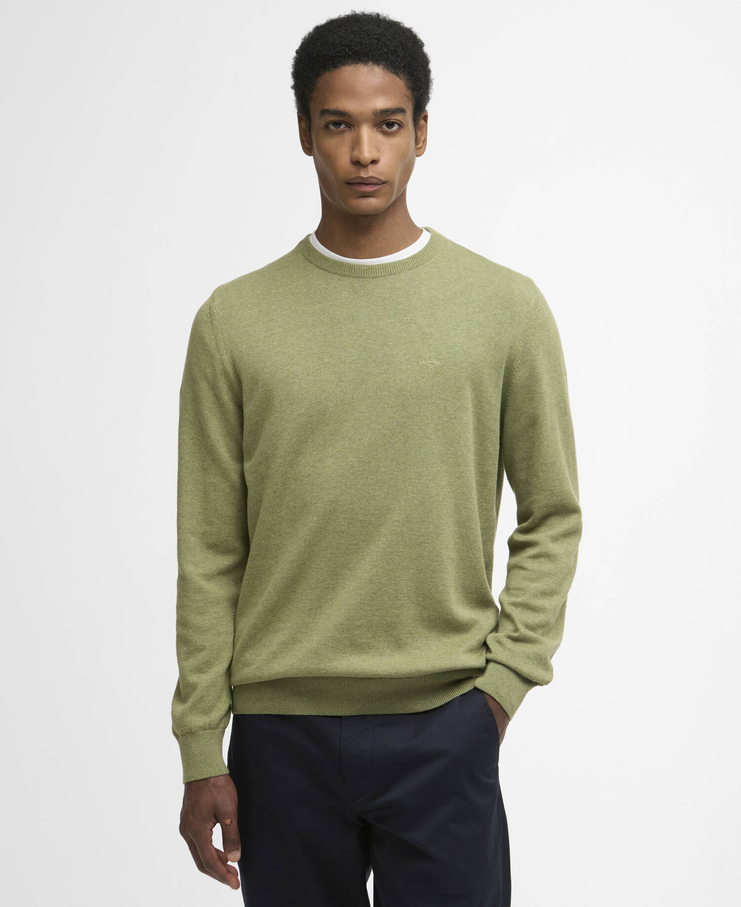 Maglione girocollo in cotone Pima Laurel Green image number 0