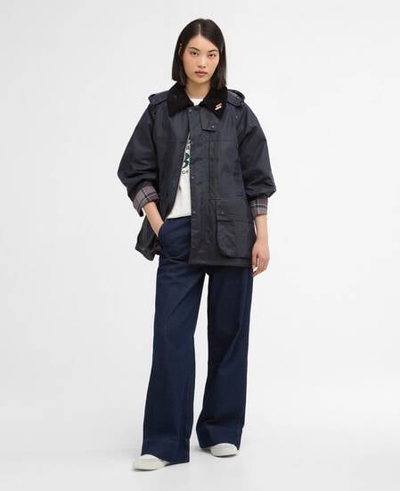 Barbour x Levi's Oversized Bedale Waxed Jacket Royal Navy