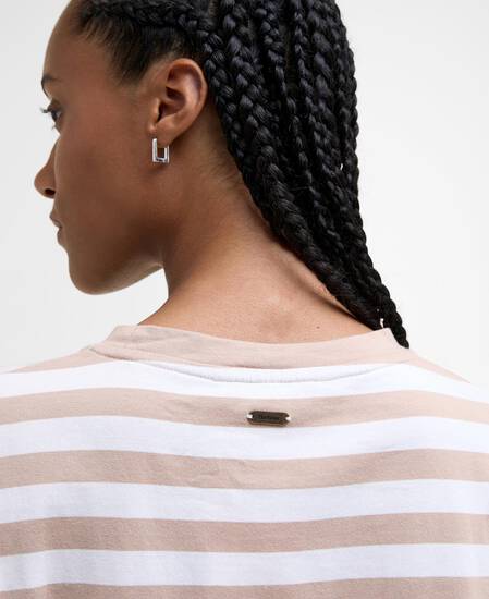 Bede Oversized Long-Sleeved T-Shirt Pale Camel Stripe
