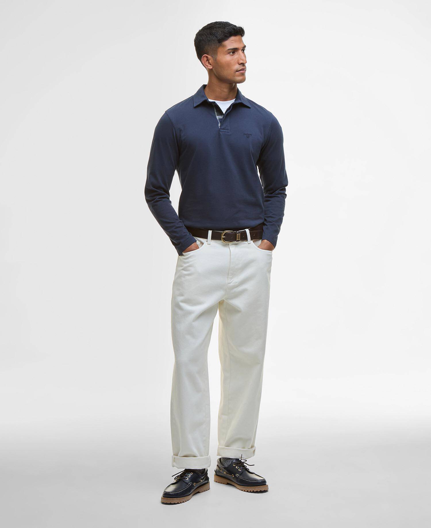 Margrove LS Tailored Polo Shirt Navy image number 1