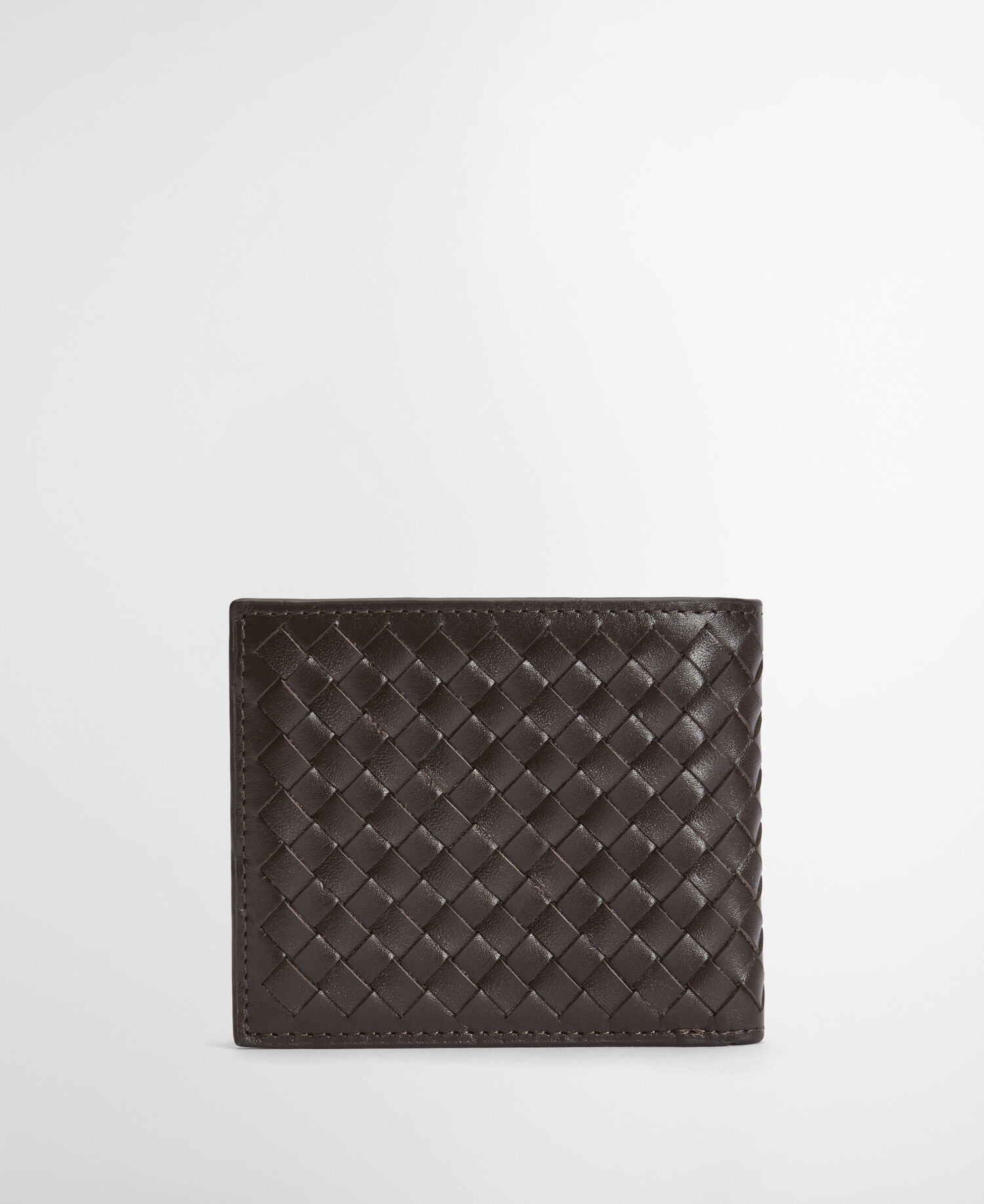 Portafoglio in pelle intrecciata Farne Brown