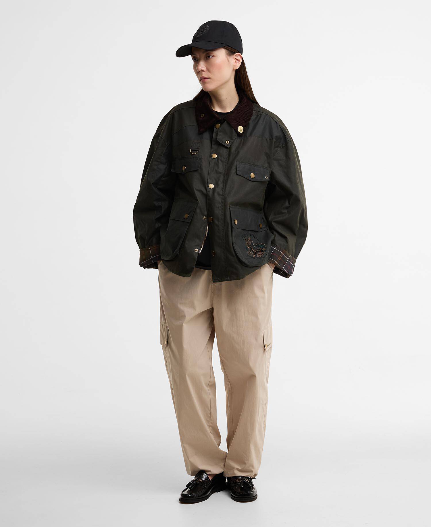 Barbour x Feng Chen Wang Porter Waxed Jacket Archive Olive image number 3