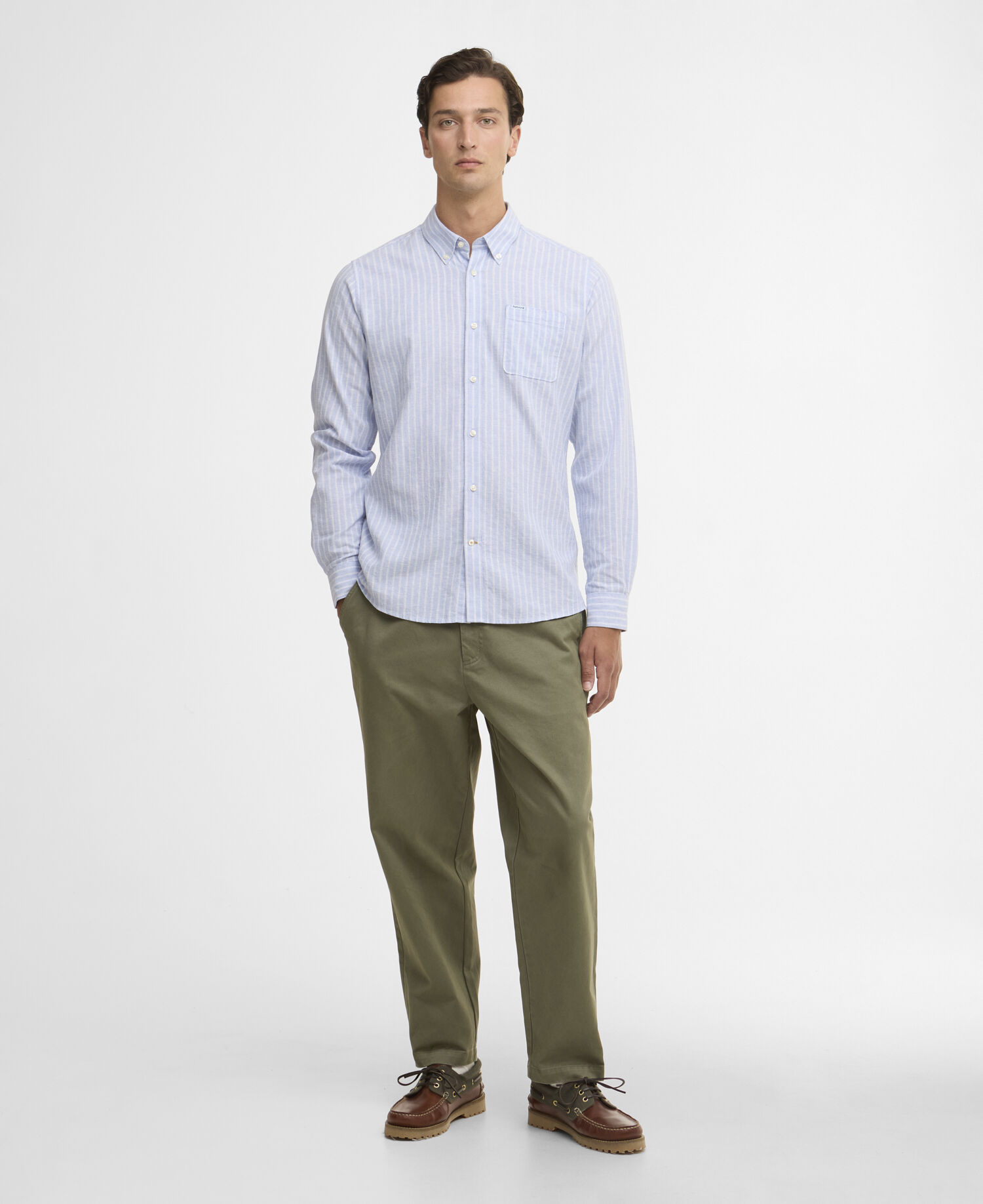 Nelson Striped Long-Sleeved Tailored Shirt Blue