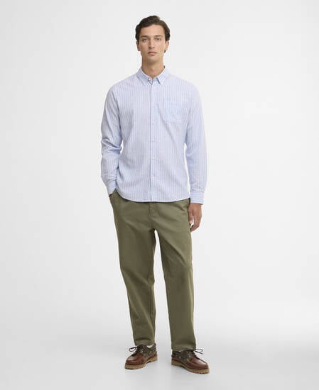 Nelson Striped Long-Sleeved Tailored Shirt Blue