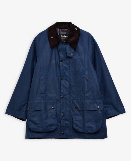 Oversized Beaufort Waxed Jacket Washed Cobalt