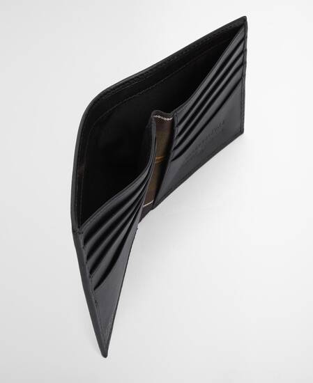 Brunton Leather Wallet Black Deboss Tartan