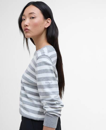 Lois Striped Crew Neck Jumper Cloud/Light Grey Marl Stripe