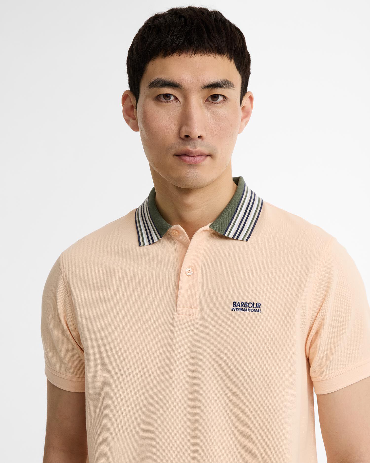 Neville Tipped Polo Shirt Bleached Apricot