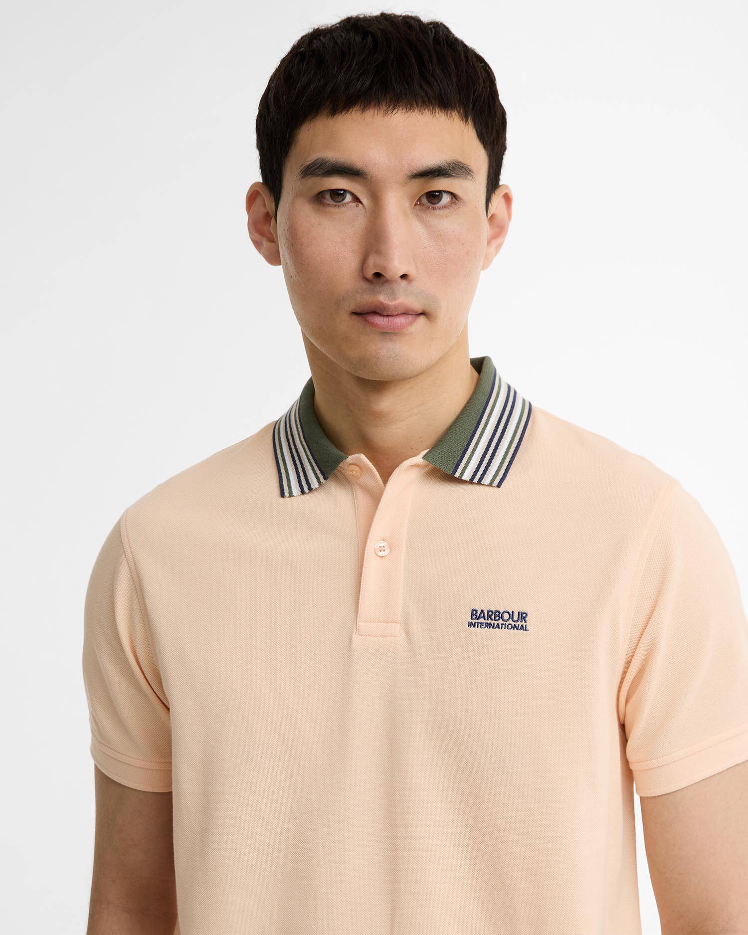 Neville Tipped Polo Shirt Bleached Apricot image number 3