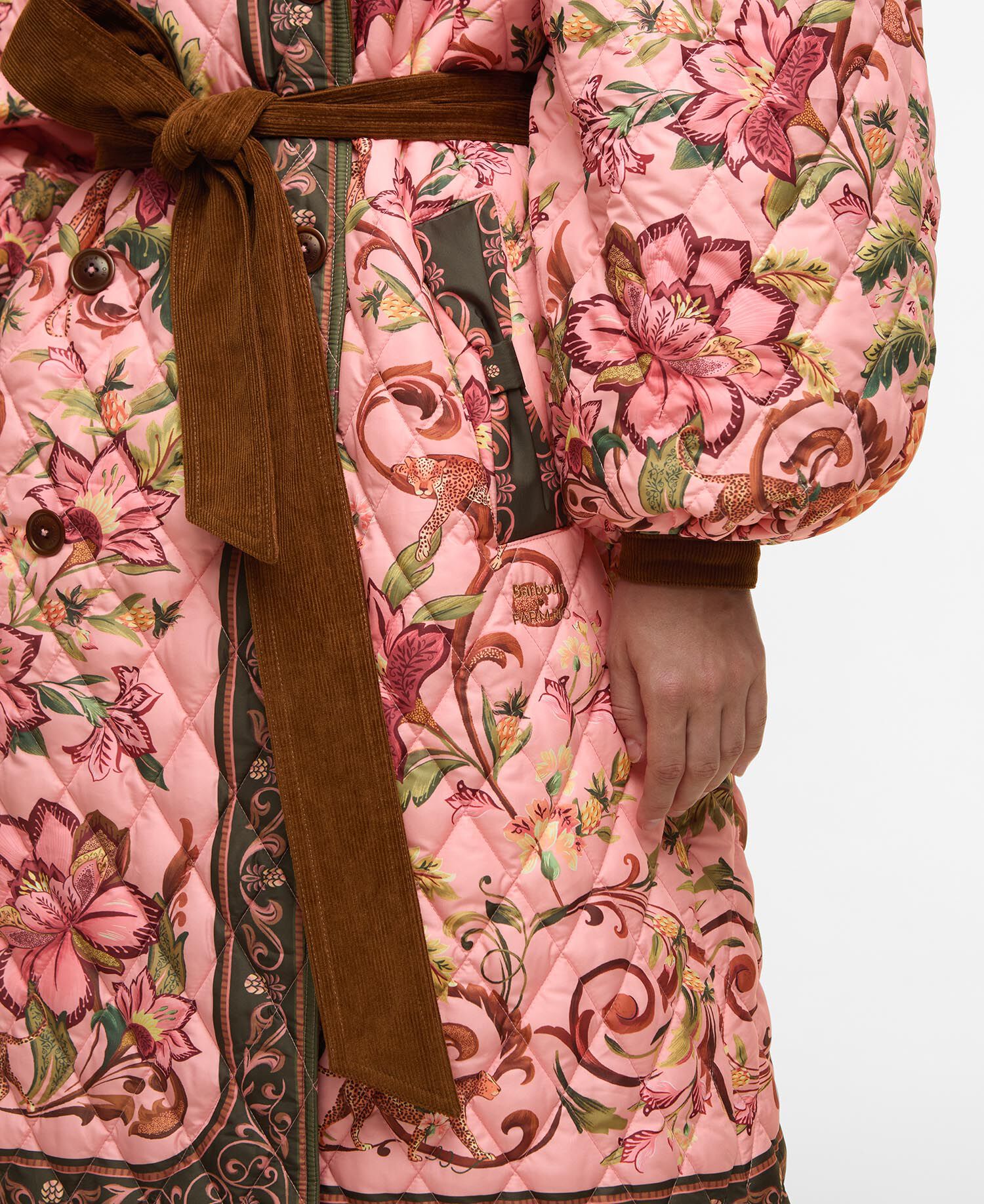 Barbour FARM Rio Cami Quilted Jacket Tropical /Beige Heart Print