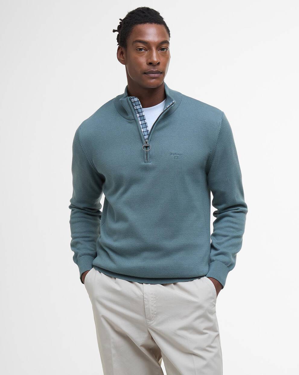 Felpa in cotone con mezza zip