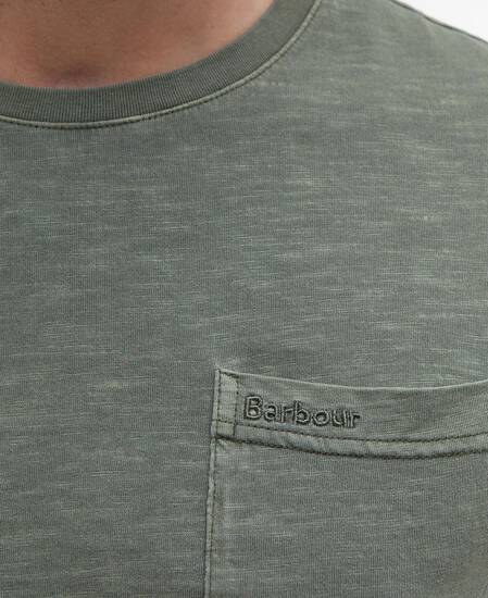 T-shirt con taschino tinta con pigmenti Light Moss