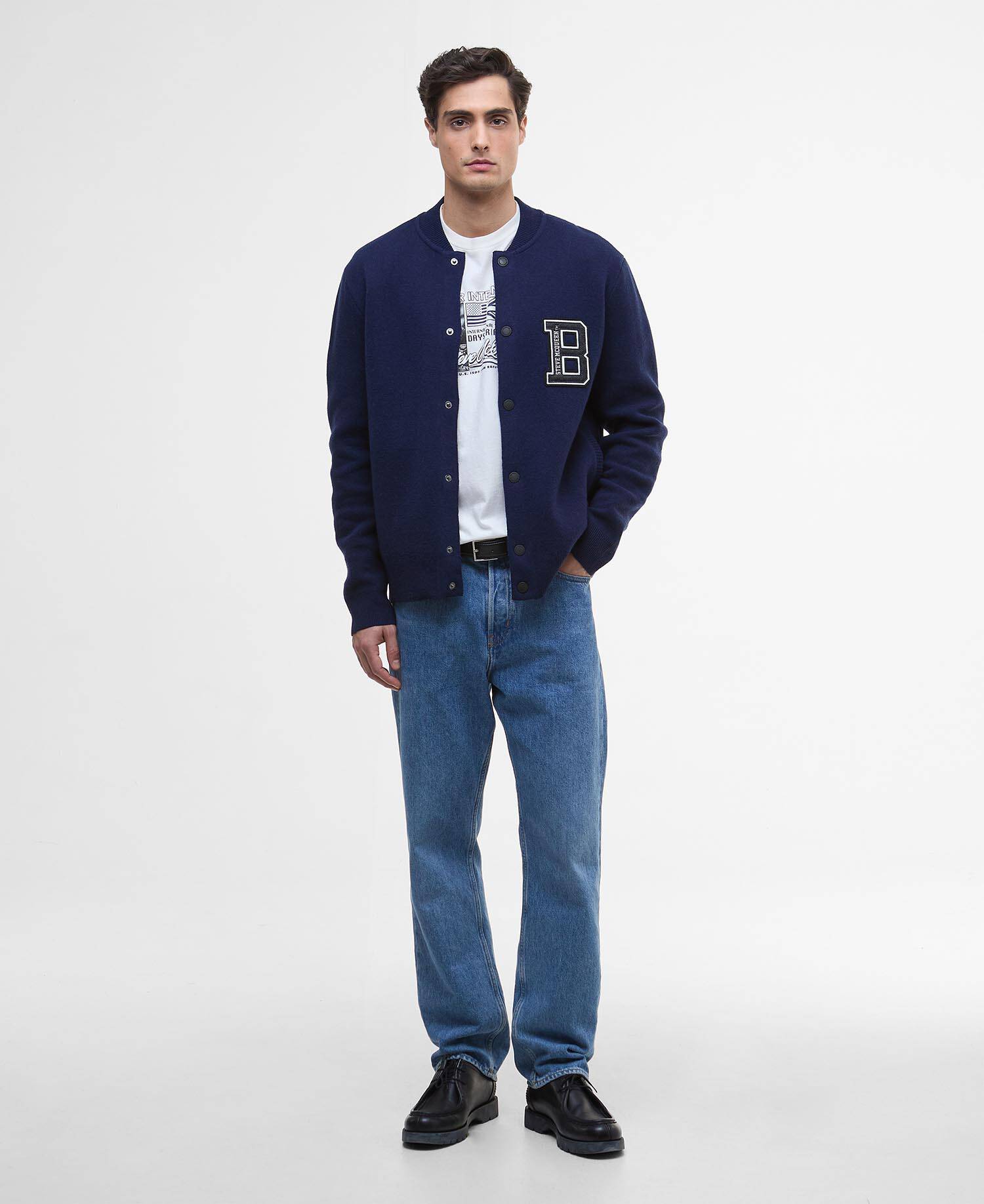 Letterman Knitted Bomber Jacket image number 1
