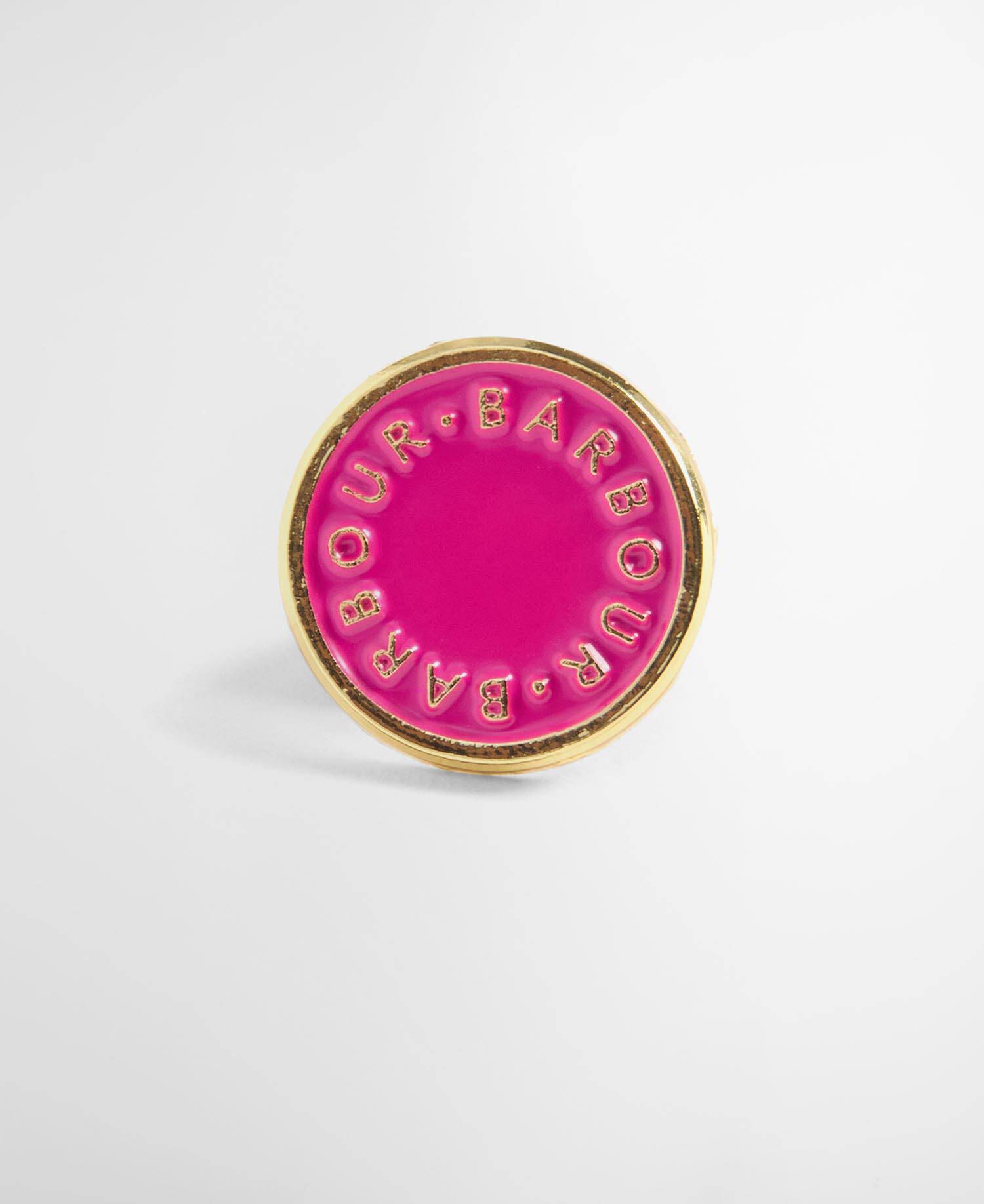Barbour Pink Button Pin Badge image number 1