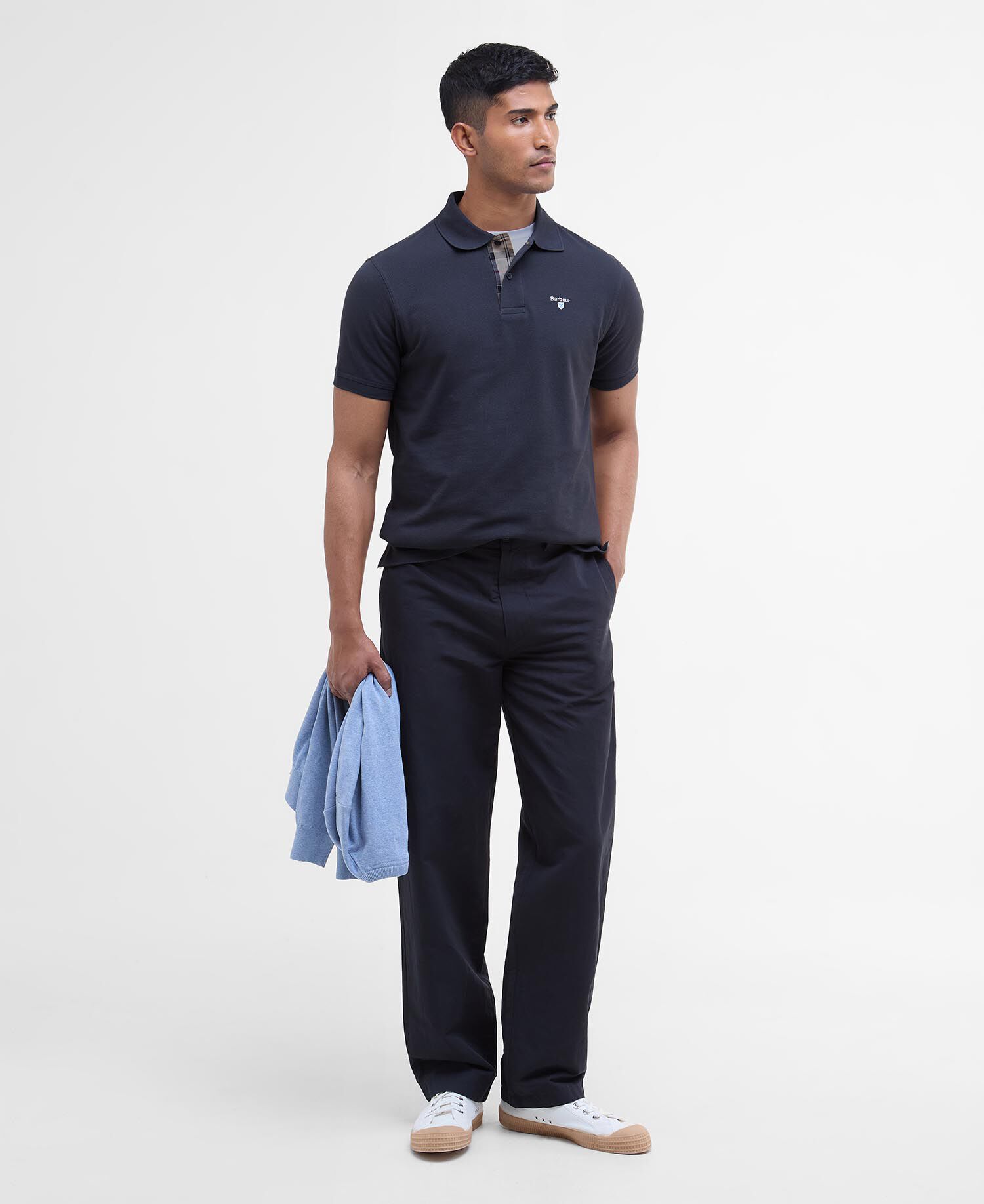 Tartan Pique Polo Shirt Navy-Dress