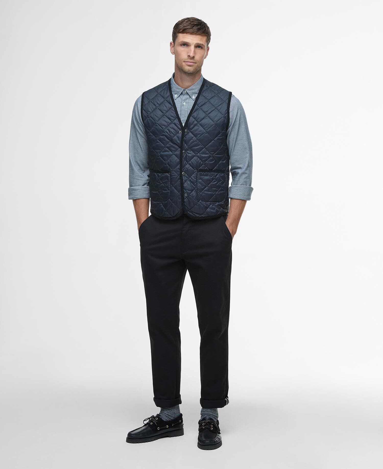 Modern Quilted Waistcoat Navy
