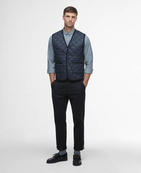 Modern Quilted Waistcoat Navy