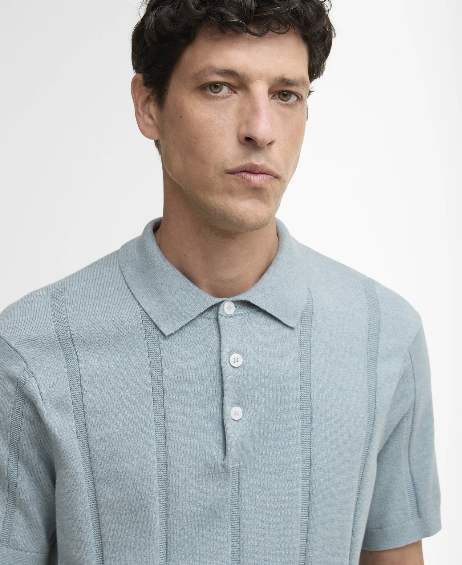 Wellburn Knitted Polo Shirt Slate image number 3