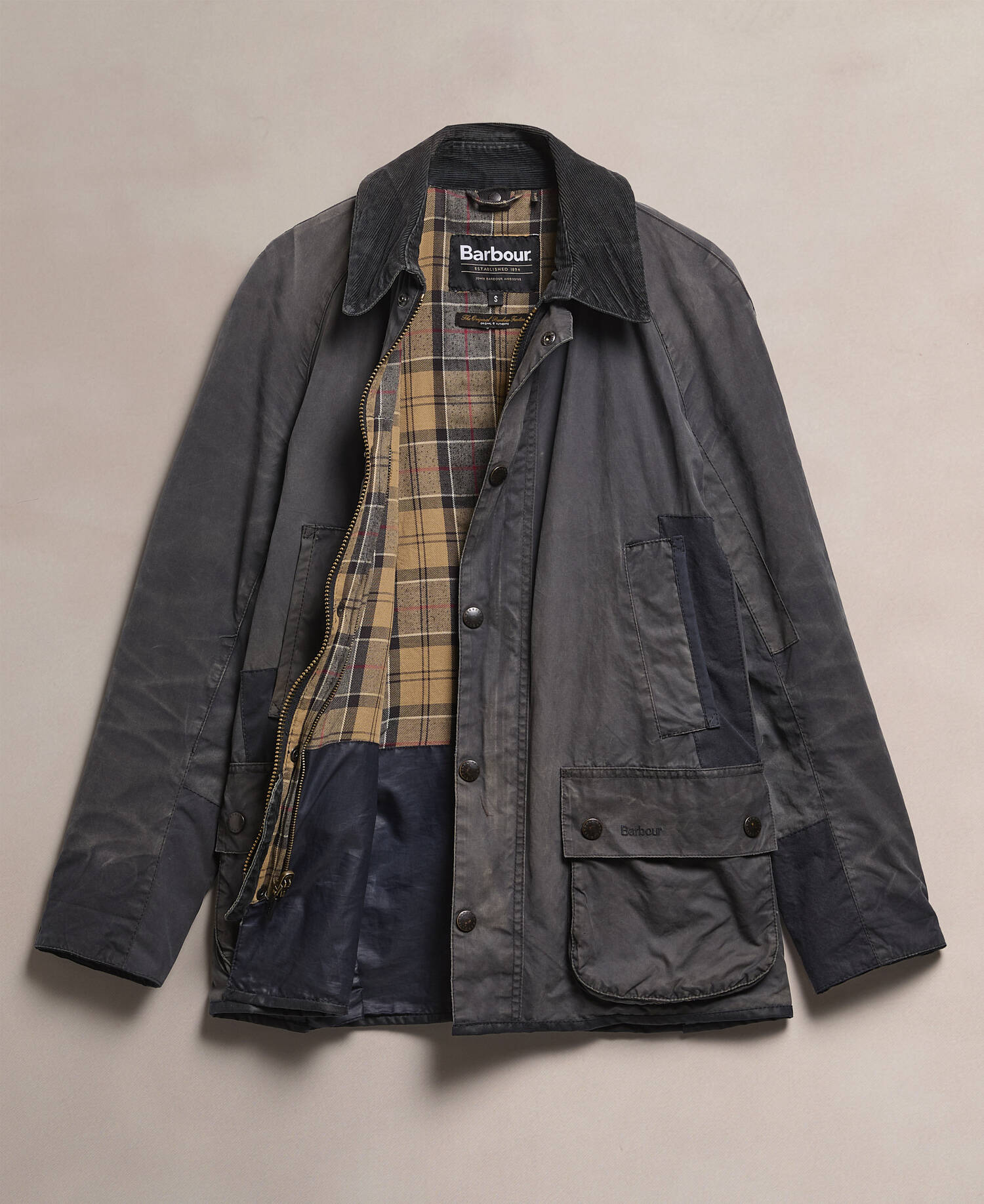Barbour Re-Loved Men's Ashby Waxed Jacket - Size S Navy image number 1