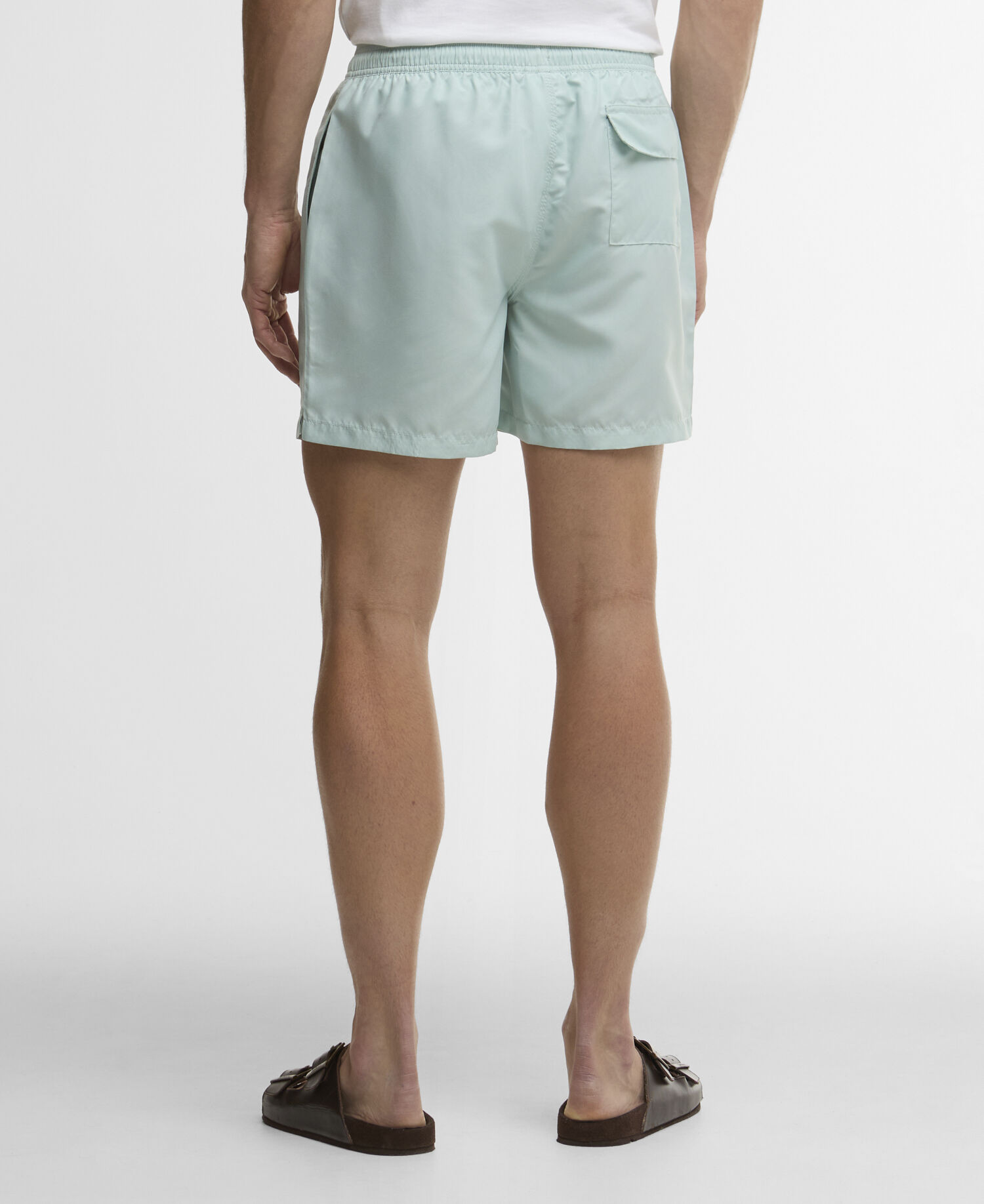 Water Reactive Leaf Print Swim Shorts Mint Blue