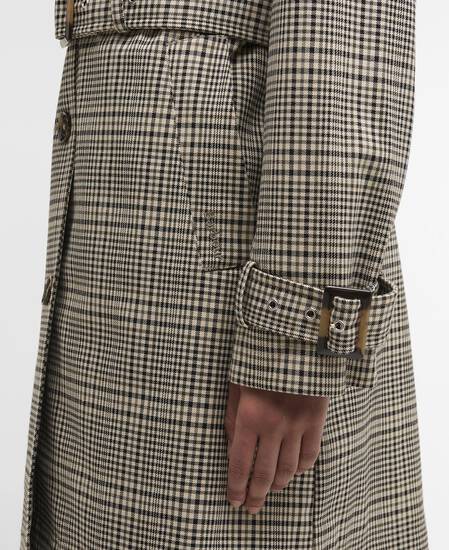 Maia Check Showerproof Trench Coat Olive Prince Of Wales Check