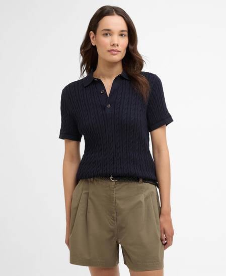Hartland Knitted Polo Shirt Navy