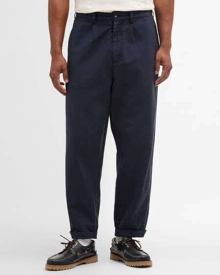 Cotton Linen Relaxed Trouser Navy