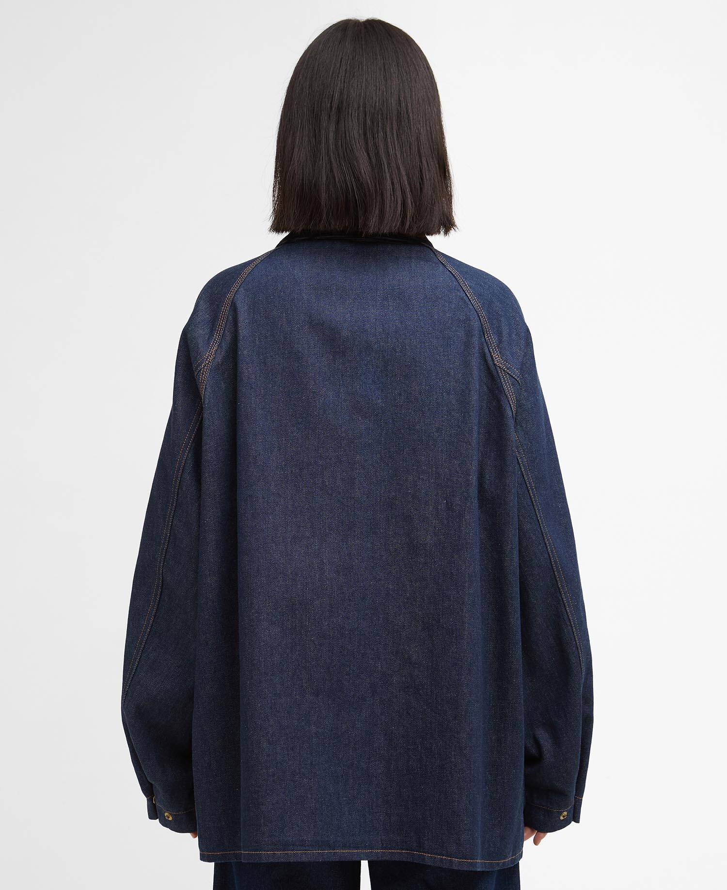 Barbour x Levi's Oversized Bedale Denim Jacket Dark Authentic image number 6