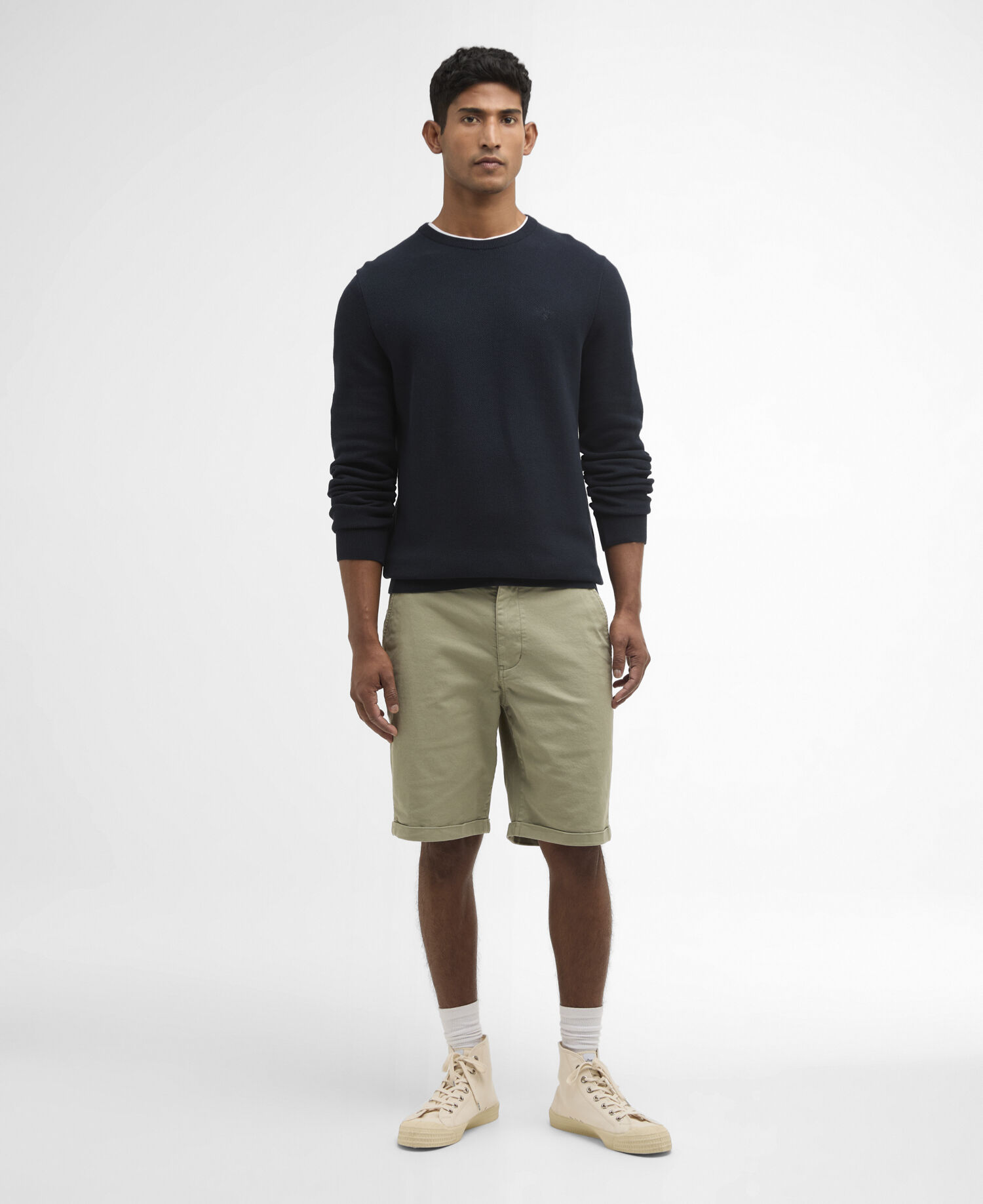 Maglione girocollo Essential a nido d&rsquo;ape Navy