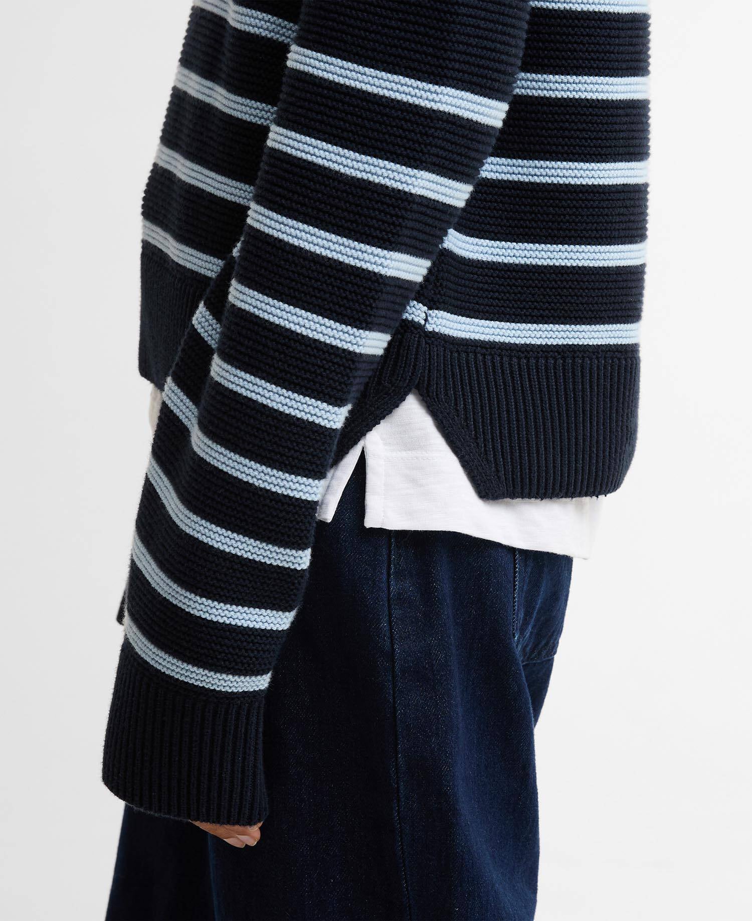 Hinton Striped Crew Neck Jumper Dark Navy Stripe image number 4