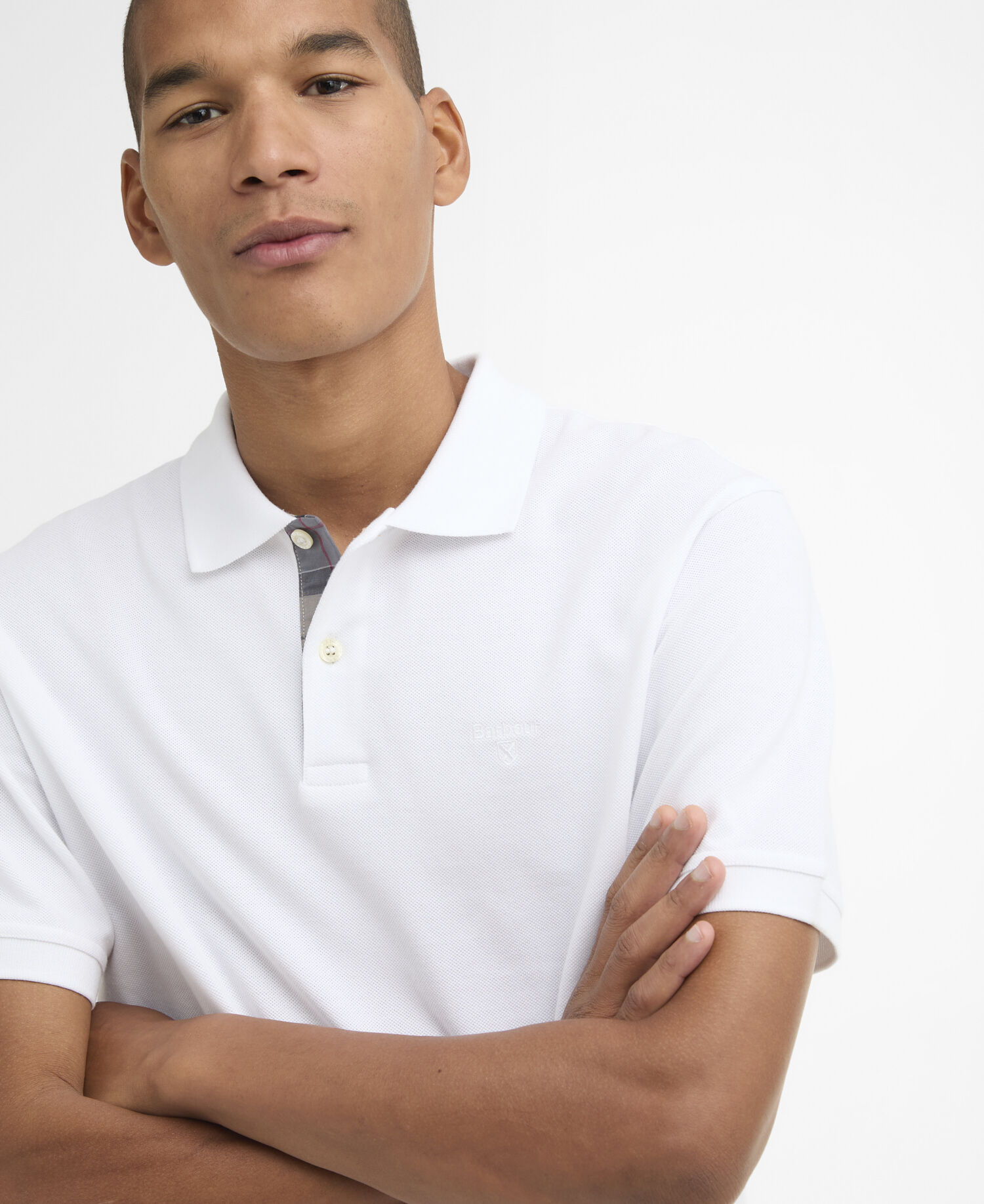 Polo in cotone Pima con vestibilit&agrave; leggermente aderente White