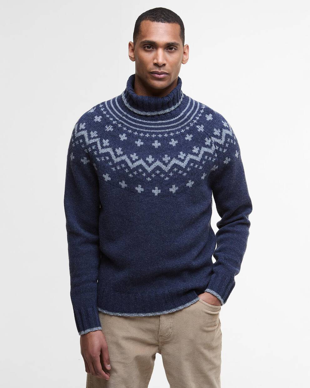 Maglione Hewton con collo alto con risvolto e motivo Fair Isle