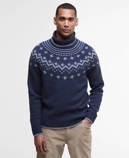 Hewton Fair Isle Roll Neck Jumper Navy