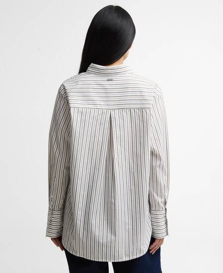 Fawley Striped Relaxed Long-Sleeved Shirt Dusky Green/Light Sand Stripe