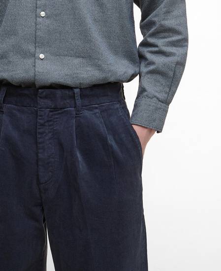Ted Relaxed Cord Trousers Navy