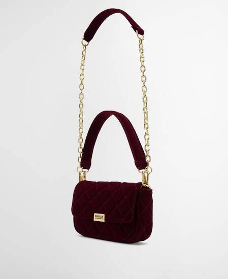 Mini borsa a tracolla trapuntata Soho Velvet Burgundy