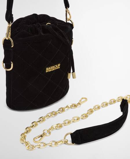 Balham Quilted Mini Bucket Bag Velvet Black