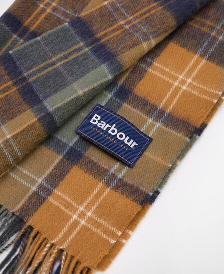 Brack Patchwork Tartan Wool Scarf Forest/Bronze Brown