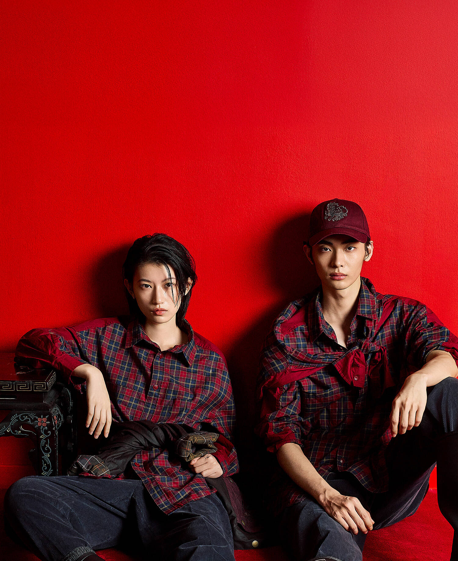 Barbour x Feng Chen Wang Split Pocket Long-Sleeved Tartan Shirt Cardinal Tartan image number 0