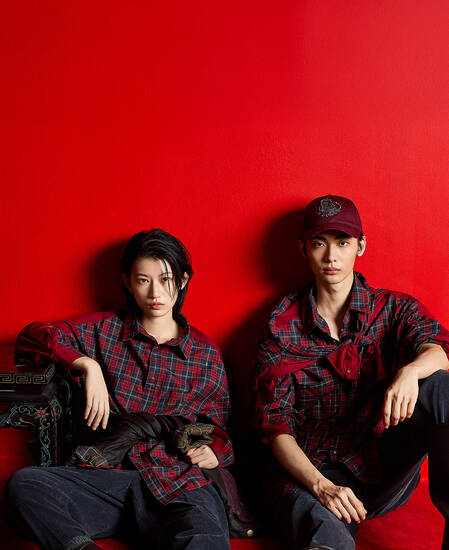 Barbour x Feng Chen Wang Split Pocket Long-Sleeved Tartan Shirt Cardinal Tartan